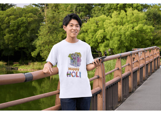 Celebrate Holi with Bold & White Happy Holi T-Shirts!