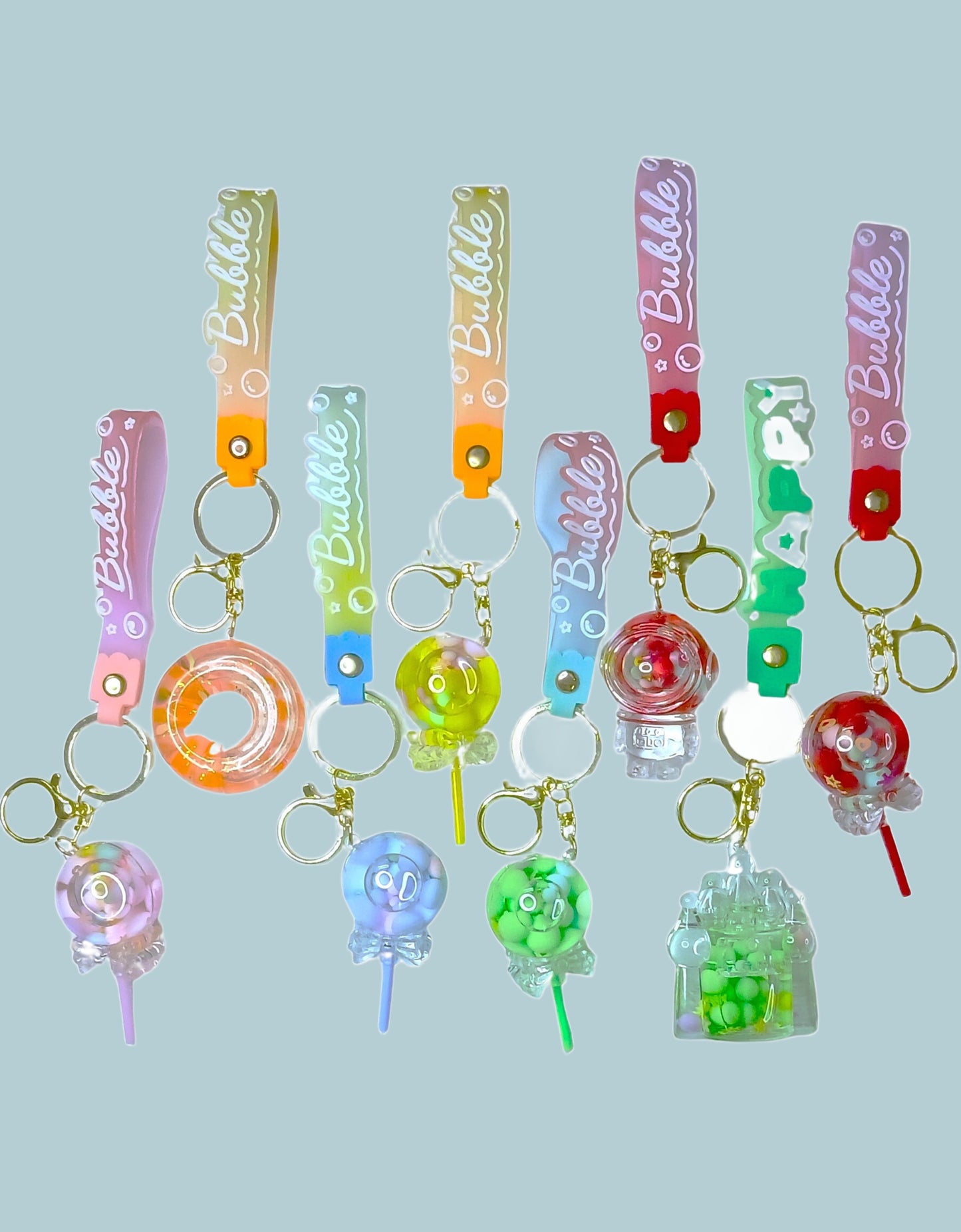 Water Filled Shape PVC Silicon Keychains with Hook (Any One)