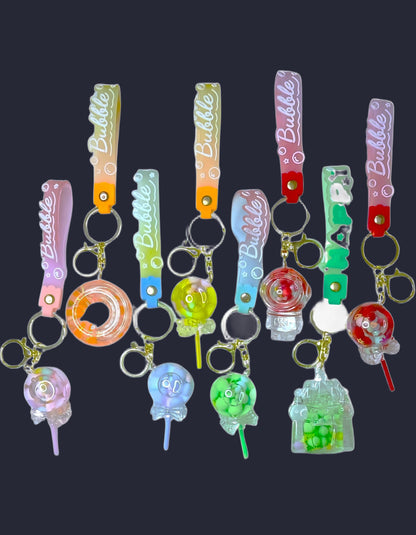 Water Filled Shape PVC Silicon Keychains with Hook (Any One)