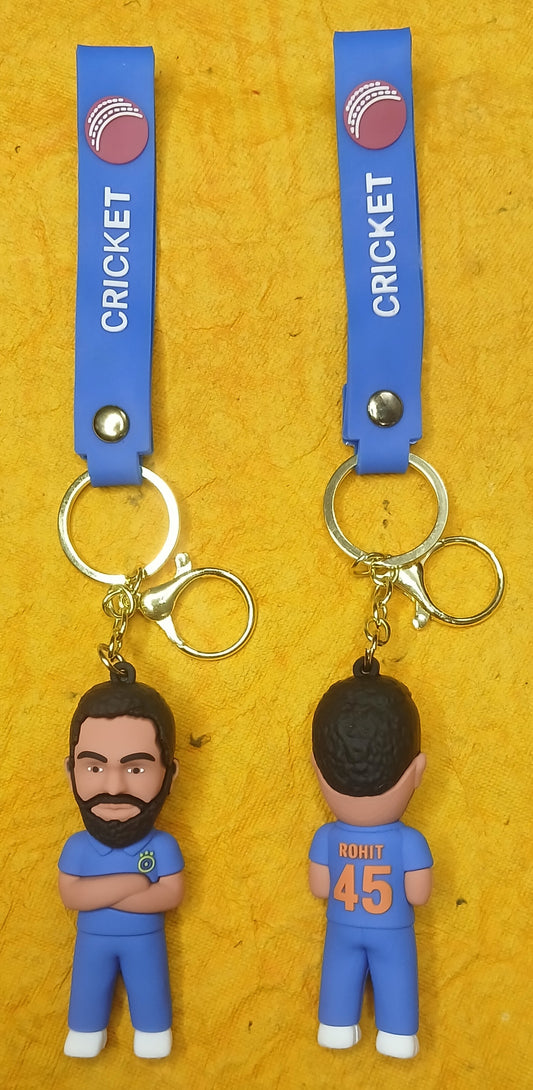 Celebrate Cricket Glory with the Indian Cricketer Rohit Sharma PVC Silicon Keychain!