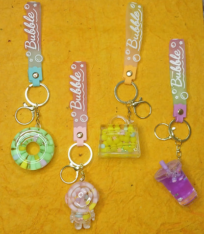 Water Filled Shape PVC Silicon Keychains with Hook (Any One)