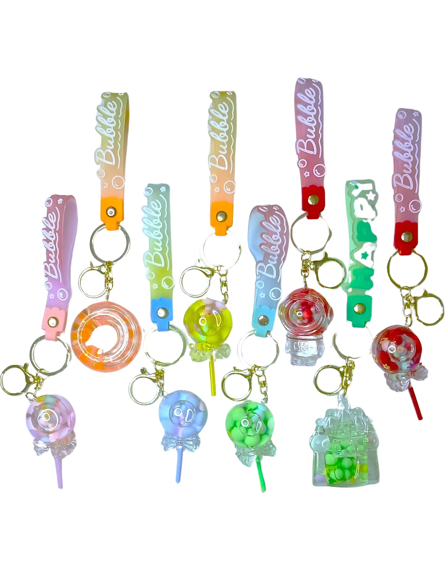 Water Filled Shape PVC Silicon Keychains with Hook (Any One)