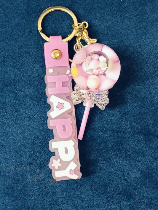 Water Filled Lollypop Shape PVC Silicon Keychains with Hook