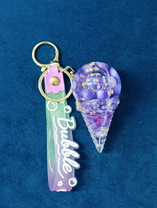 Water Filled Ice Cream Shape PVC Silicon Keychains with Hook